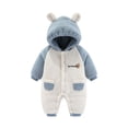 thumbnail image 1 of MeetoTime Baby Clothes Hooded Plush Warm Jumpsuits Color-blocked Long Sleeve Newborn Infant Rompers Crawling Clothes, 1 of 2