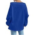thumbnail image 5 of Women's Off Shoulder Sweatshirt Adjustable Drawstring Oversized Long Sleeve Shirt Pullover Basic Slouchy Clothes 2025, 5 of 5