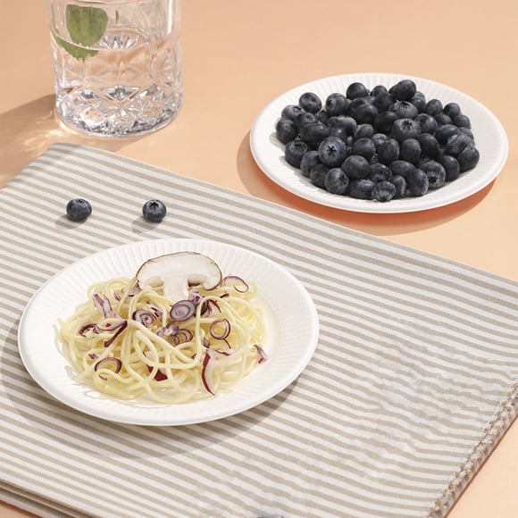 Disposable Paper Plates for Bbq Party and Everyday Use | Cane Bamboo Pulp Uncoated Plates | Biodegradable Recyclable Dinnerware for Snacks Fruit and Crafts | Home Kitchen Outdoor Picnic