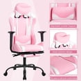 thumbnail image 4 of BestOffice Ergonomic Racing Gaming Chair with Footrest, Reclining Swivel Chair with Lumbar Support & Headrest, Pink, 4 of 7