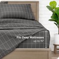 thumbnail image 4 of Bare Home Ultra-Soft Sheet Set - Premium 1800 Collection - Deep Pockets - 5-Pieces - Split King, Grid - Gray/White, 4 of 8