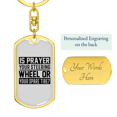 thumbnail image 3 of Prayer Steering Wheel Stainless Steel or 18k Gold Premium Swivel Dog Tag Keychain, 3 of 8
