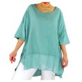 thumbnail image 1 of Timegard Hauts Grande Taille pour Femmes en Coton et Lin à Encolure Dégagée Manches 3/4 Amples Légers Décontractés, 1 of 6