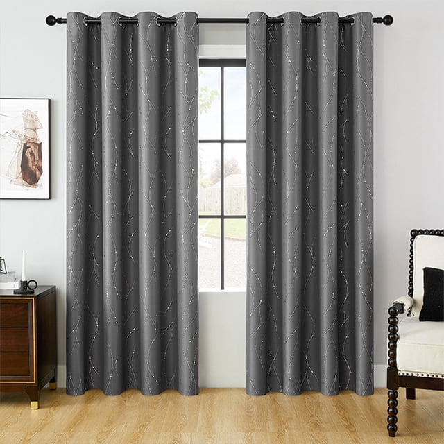 Iumwxz Panneau de Rideaux Isolé en Polyester Élégant Réduction du Bruit Installation Facile Blocage du Soleil Multiples Looks Empilage Déco de Chambre Habillages de Fenêtre Simple Gris