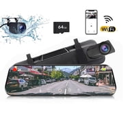 TFixol 10-Inch Dual-Lens Car Dash Cam with 2K HD Recording, WiFi, GPS Tracking, and 64GB Card Support