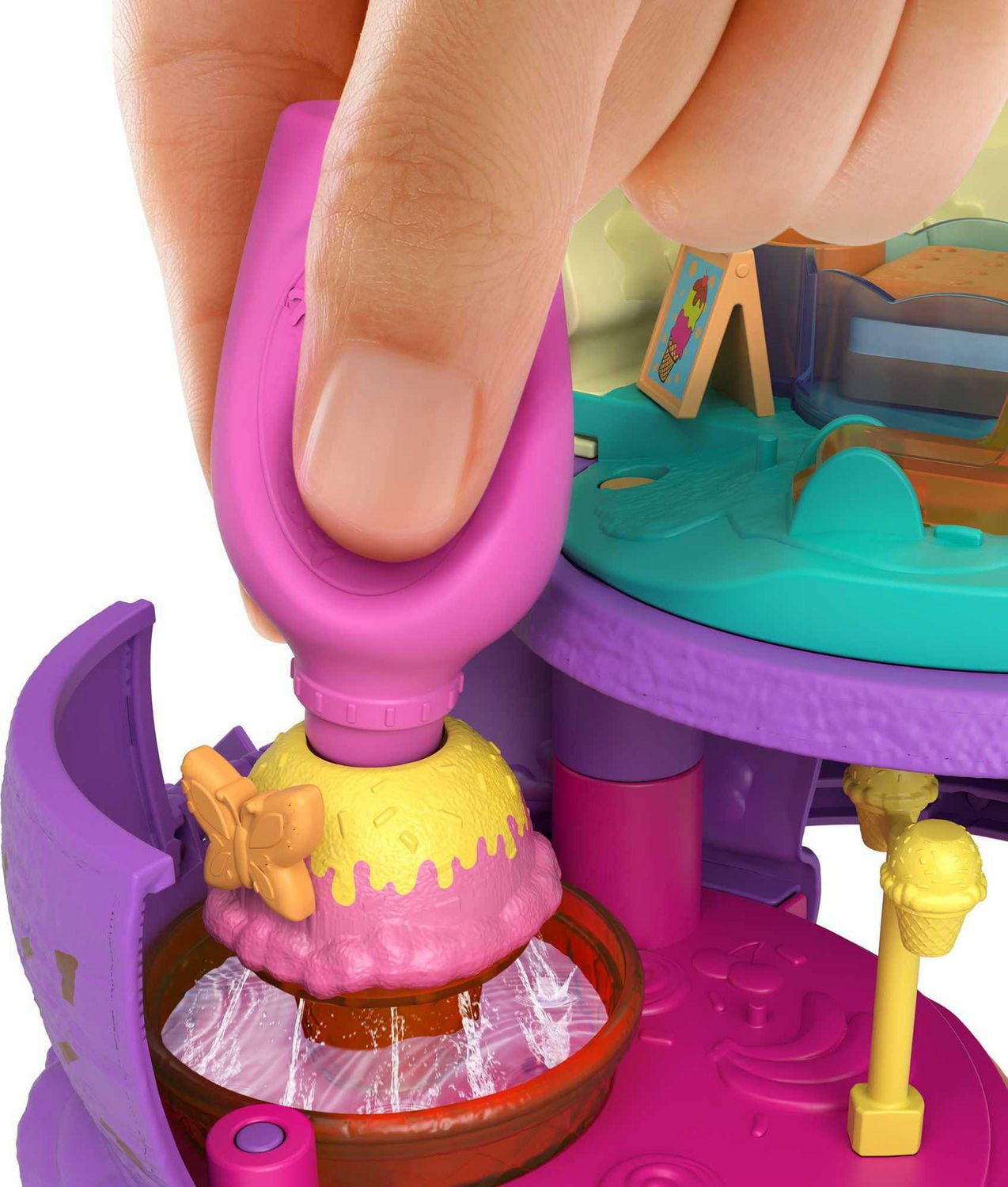 Coffret Multifacettes de Polly Pocket, Coffret en Forme de Cône Glacé avec Décor de Parc