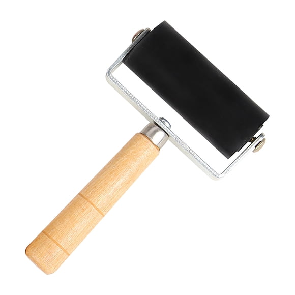 Printmaking Roller, Rubber Brayer for Crafts, Ink Roller for Block Printing and Water Marbling Art Tool, Wooden Handle Printmaking Supplies for Studio and Home Use