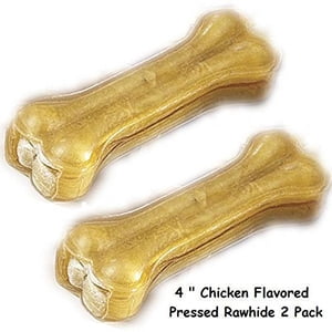 DOG CHEWS pour LESS! Cuir brut 2 Emballages à prix réduit Poulet de boeuf ou naturel(Chicken 4" Bouché Rawhide)