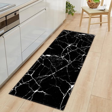 Non-Slip Marble Kitchen Mat, Door s Bathroom Floor Mat Long Carpet White