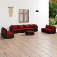 thumbnail image 1 of vidaXL 9 Piece Garden Lounge Set with Cushions Poly Rattan Brown, 1 of 5