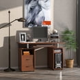 thumbnail image 2 of HOMCOM Computer Desk with Keyboard Tray, CPU Stand, Writing Desk with Drawers, Workstation for Home Office, Walnut Brown, 2 of 10