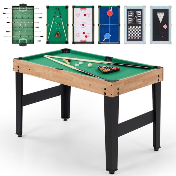 Naipo Ensemble de Table de Jeu Combo 10-en-1 de 48 Pouces Salle de Jeux Multiple avec Piscine de Baby-Foot Amovible Plaisir Intérieur pour Activité Familiale comme Cadeau