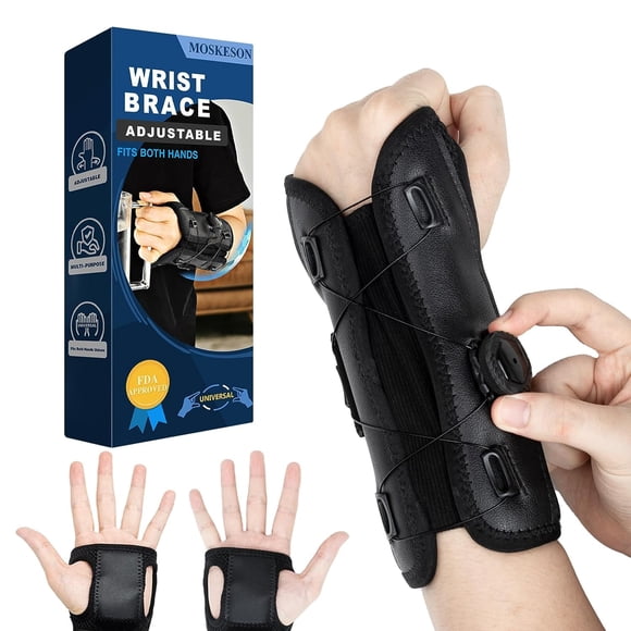 Wrist Brace for Carpal Tunnel, Adjustable Night Wrist Sleep Support Brace with Splints Both Hands, Hand Brace for Arthritis Tendonitis Sprains, Relief for Carpal Tunnel Syndrome Pain(Black)