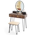 thumbnail image 2 of Costway Industrial Vanity Makeup Dressing Table Padded Stool Set 3-Color Lighted Mirror, 2 of 10