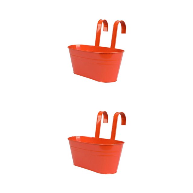 Goriertaly Practical And Durable Detachable For Balcony Planters Railing Hanging Multipurpose Fence Planters orange red 2Set