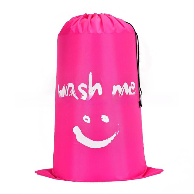 Smiley Face Pattern Oxford Cloth Drawstring Laundry Bag - 610mm*910mm Rose Red, Versatile Storage for Clothes, Towels & Bedding, Lightweight Travel-Friendly Design, Durable & Machine Washable, Ideal