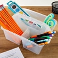thumbnail image 4 of Storex Small Rectangular Plastic Caddy, Desktop Craft and Hobby Organizer, 8.75’’ x 7.67’’ x 4.44’’, Clear, 4 of 6