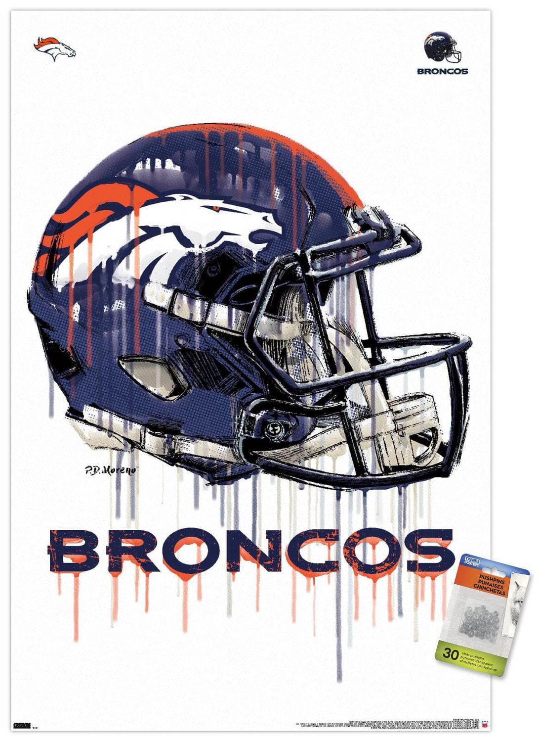 NFL Denver Broncos - Drip Helmet 20 Wall Poster