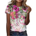 thumbnail image 2 of Économies du Printemps! CEHVOM T-Shirts Graphiques Floraux pour Femmes, T-Shirt à Manches Courtes Boho à Imprimé Paysage Floral pour Femmes, Col Rond Ample Décontracté d'Été Décontracté Ample Basique Confortable T-Shirts Boho Hauts 2023, 2 of 5