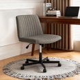 thumbnail image 2 of FDW Chaise Croisée, Roulettes Assise en Tailleur Bureau Moderne Pivotante Hauteur Réglable Siège Grand Tâche Informatique Confortable Tissu Sans Accoudoirs pour, Gris, 2 of 7