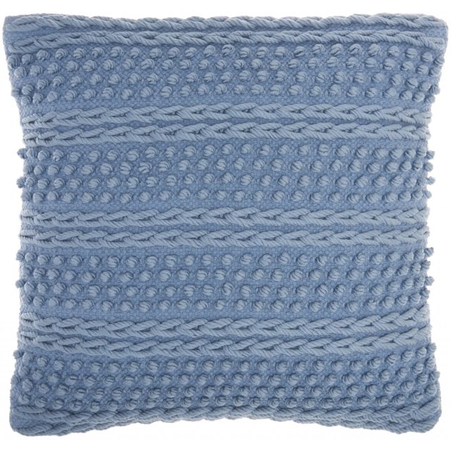 homeroots Décoration Intérieure 386172 Coussin Décoratif Doux Bleu à Pois et Rayures Texturés