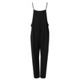 thumbnail image 2 of B91xZ Combinaisons Décontractées pour Femmes, Col Rond, Dos Ouvert, Pantalons Longs d'Été, Combinaisons Amples avec Poches, Noir TG, 2 of 4