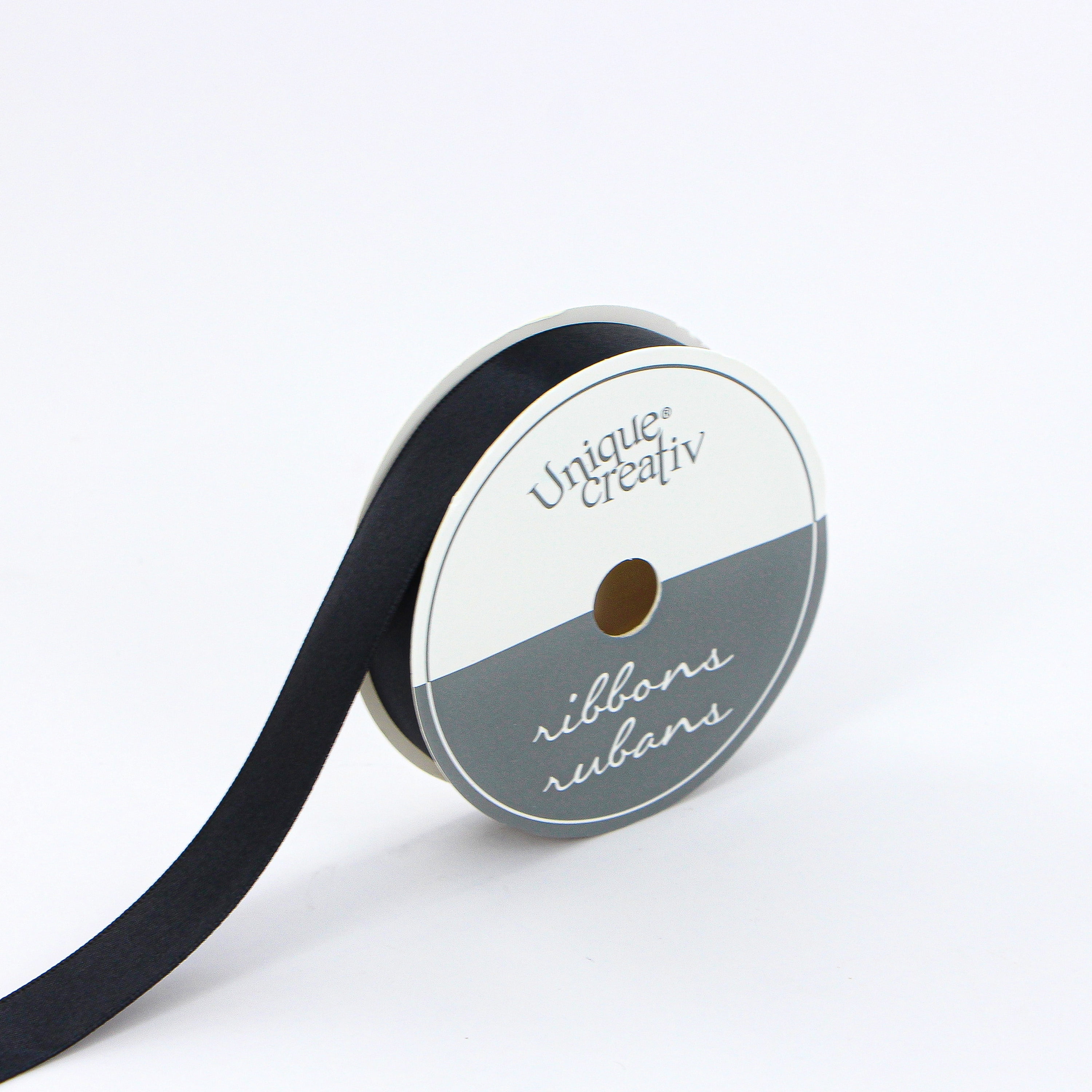 UNIQUE CREATIV Satin Ribbon Black 15 mm (0.59 in) × 5.5 m (⅝ in × 6 yd), 5.49 m (18 ft)