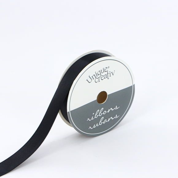 UNIQUE CREATIV Satin Ribbon Black 15 mm (0.59 in) × 5.5 m (⅝ in × 6 yd), 5.49 m (18 ft)