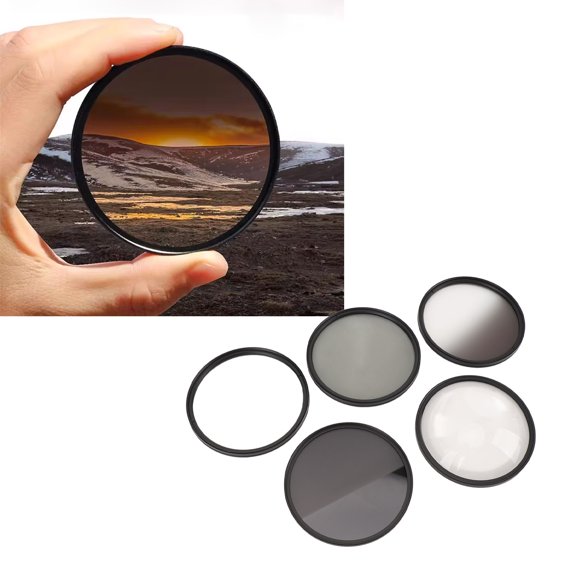 Kit de Filtre d'Objectif de Caméra avec Filtre CPL ND8 6 Points Filtre Étoile Gradué Filtre Gris Macro Anti-Poussière Anti-Rayures Empreinte Digitale