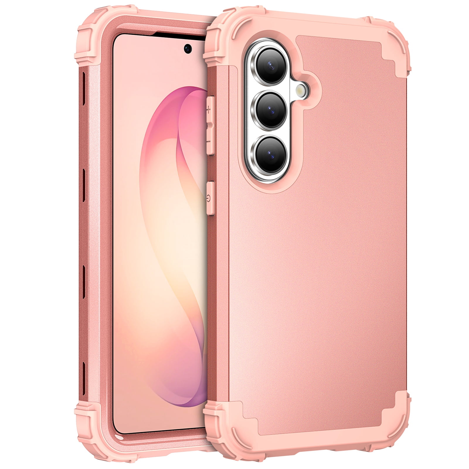 for Samsung Galaxy S26 Case, Heavy Duty Military Grade Drop Protection Hybrid Cover, Rugged Shockproof Dustproof Triple-Layers Tough Phone Case for Samsung Galaxy S26, Rosegold