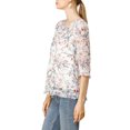 thumbnail image 4 of INSPIRE CHIC Women's Tops 3/4 Sleeves Ruffle Hem Floral Chiffon Shirt Blouses White-Pink Floral XS, 4 of 7