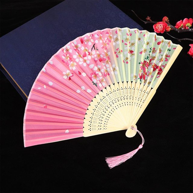 Feltree Classical Antique Style Fan Folding Fan Summer Tassel Model Portable Fan Paper Fan