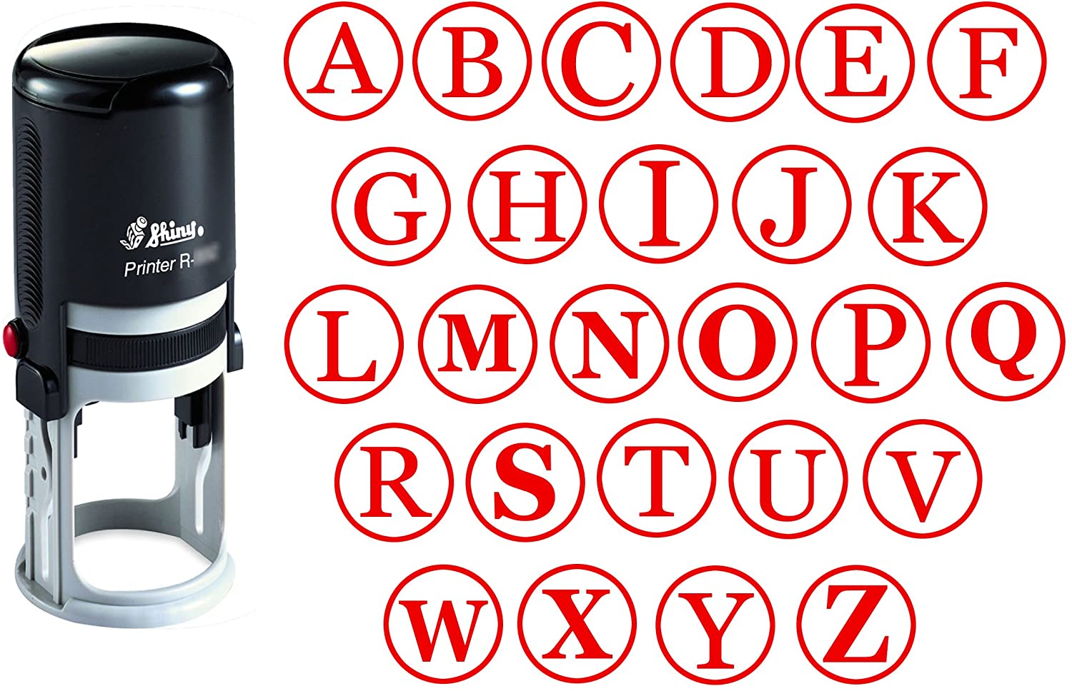 Timbre de l'Alphabet Personnalisé A-Z en Monogramme d'Encre Red Timbre en Caoutchouc Rond Timbre d'Auto Encrage Initial SHINY Mini Tampon 20 mm
