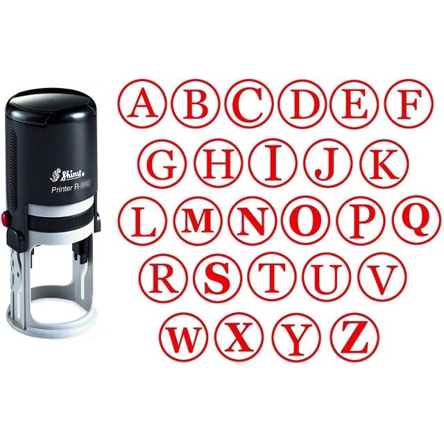 Tampon Alphabet Personnalisé A-Z à l'Encre Rouge Monogramme Rond Tampon en Caoutchouc Initiale Auto-Encreur SHINY Mini Tampon 20 mm