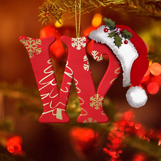 LSLJS 26 Letters Christmas Tree Decoration Pendant Christmas Tree Ornaments Personalized DIY Christmas Ornaments Christmas Decorations Xmas Tree Hanging Decor