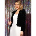 thumbnail image 3 of INSPIRE CHIC Veste Courte Duveteuse pour Femme en Fausse Fourrure à Col Rabattu, Ouverte à l'Avant, TG Noir, 3 of 5