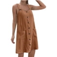 thumbnail image 1 of QIPOPIQ Robe Camis Sans Manches à Col Rond pour Femme Été Nouvelle Couleur Unie Ample et Confortable Robe Décontractée à Bretelles avec Bretelles Suspendues Robe à Col Rond Liquidation, 1 of 5