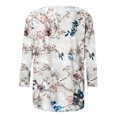 thumbnail image 5 of Pompotops T-shirt Mode Femme Imprimé Ample Mi-Longueur Manches 3/4 Blouse Col Rond Hauts Décontractés, 5 of 5