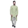 thumbnail image 1 of Atasi Kurta Asymétrique à Boutons pour Hommes Chemise Imprimée Mandarin à Manches Longues, 1 of 5