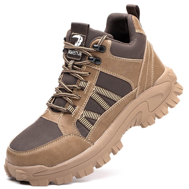 SuoKom Men's Steel Toe Slip Resistant Puncture Proof Construction Safety Work Shoes - Summer Savings Clearance