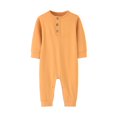 thumbnail image 1 of tarylea Newborn Baby Girls Boys Clothes Crew Neck Button Rompers Long Sleeve Solid Color Jumpsuits Casual Fall Comfy Outfits, 1 of 8