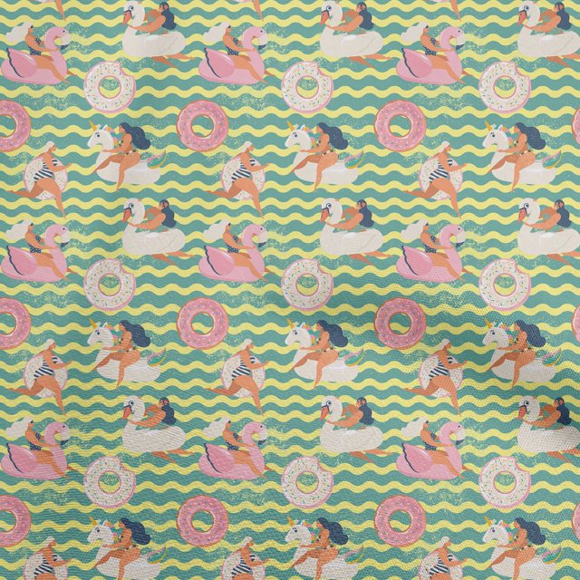 oneOone Rayon Dusty Teal Green Fabric Kawai Sewing Craft Projects Fabric Prints By Yard 56 Inch Wide
