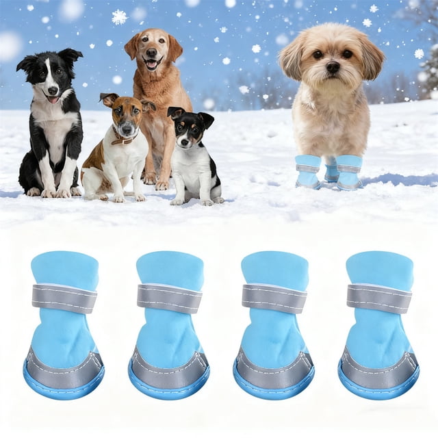 Durable All Weather Pet Boots with Sole and Reflective Strips for Outdoor Walking Hiking and Running on Various Terrains