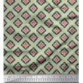 thumbnail image 1 of Soimoi Green Cotton Voile Fabric Square & Triangle Geometric Print Sewing Fabric Yard 56 Inch Wide, 1 of 3