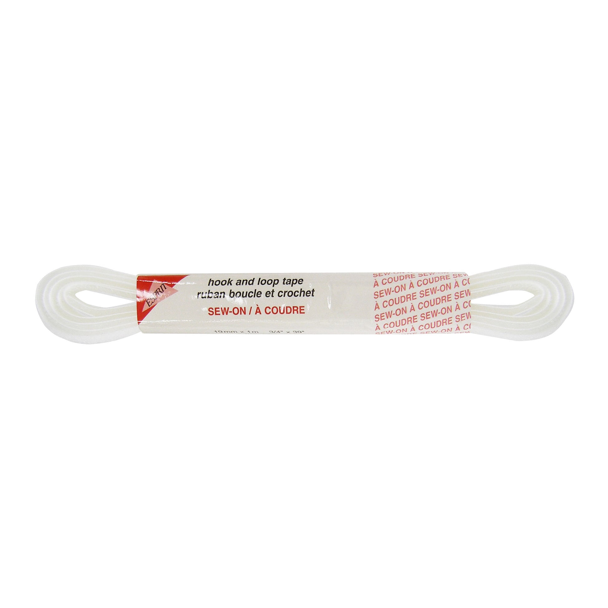 ESPRIT Sew-On Hook and Loop Tape, White, 19 mm (0.75 in) × 1 m (1.09 yd)