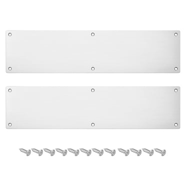 Unique Bargains 2pcs 4 x 16 Inches Aluminum Door Kick Plate for Exterior Door or Back Door from Kicking, Silver