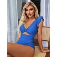 thumbnail image 4 of Charmo Ruffled One Piece Swimsuit for Women High Cut Bathing Suits Backless Monokini Swimwear, 4 of 6