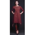 thumbnail image 2 of Bimba Hauts Damassés Rouges à Blocs Imprimés pour Femmes Kurti Asymétrique Robe d'Été pour Filles Très Grand, 2 of 6