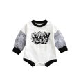 thumbnail image 1 of SUNSIOM Baby Boys Girl Romper, Long Sleeve Round Neck Halloween Letters Print Loose Crotch Button Romper, 1 of 8