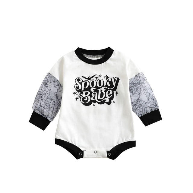 SUNSIOM Baby Boys Girl Romper, Long Sleeve Round Neck Halloween Letters Print Loose Crotch Button Romper